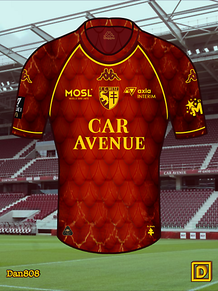 FC Metz con la camiseta local de escamas de dragón de Graoully