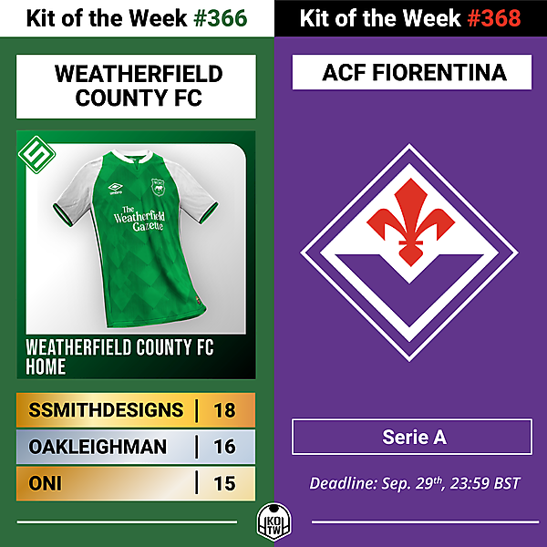 KOTW366 - RESULTS - WEATHERFIELD COUNTY | KOTW368 - ACF FIORENTINA
