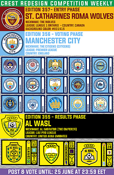 CRCW 357 - ENTRY PHASE - ST. CATHARINES ROMA WOLVES  /  CRCW 356 - VOTING PHASE - MANCHESTER CITY  /  CRCW 355 - RESULTS PHASE - AL WASL