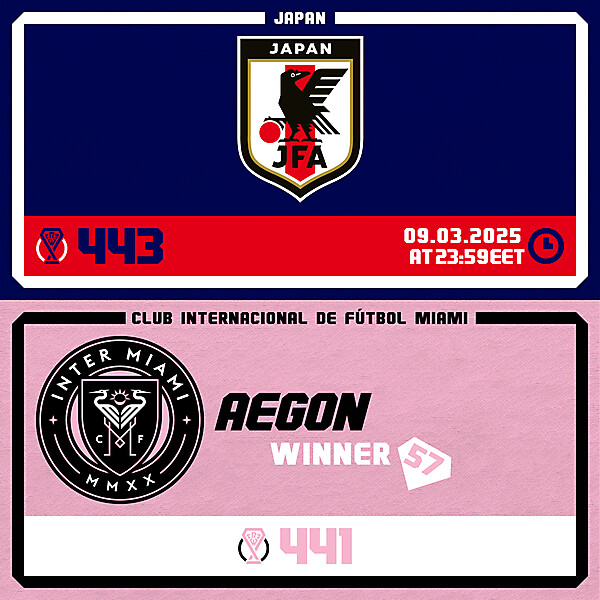 CRCW 443 - ENTRY PHASE - JAPAN / CRCW 441 - RESULTS PHASE - CF INTER MIAMI