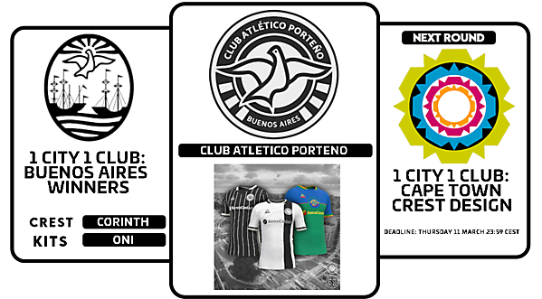 1 CITY 1 CLUB - WINNERS & NEXT ROUND - CAPE TOWN - CREST DESIGN