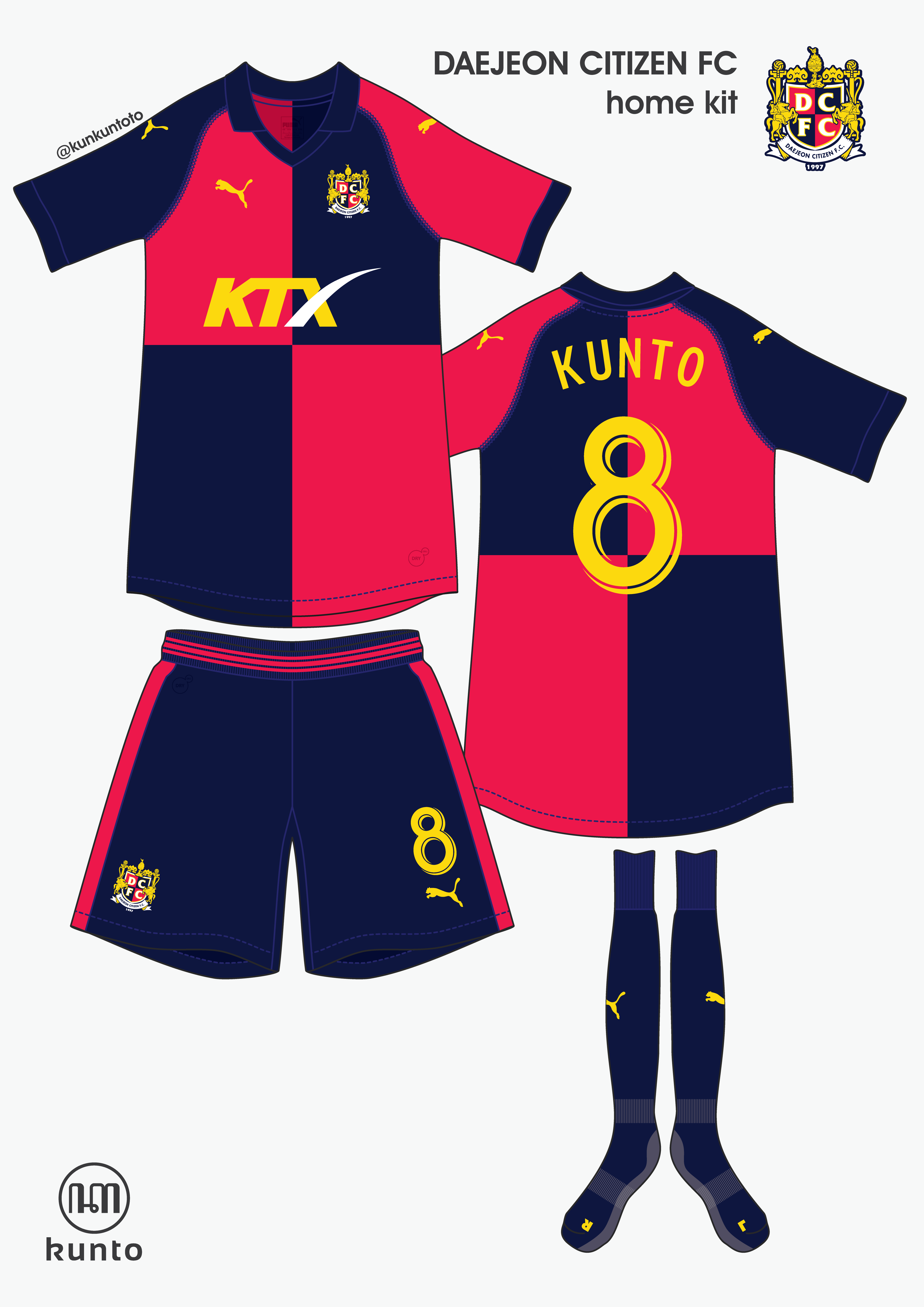 Daejeon Citizen FC home kit by @kunkuntoto