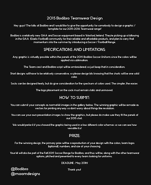 Bodibro Teamwear Comp. Guidelines