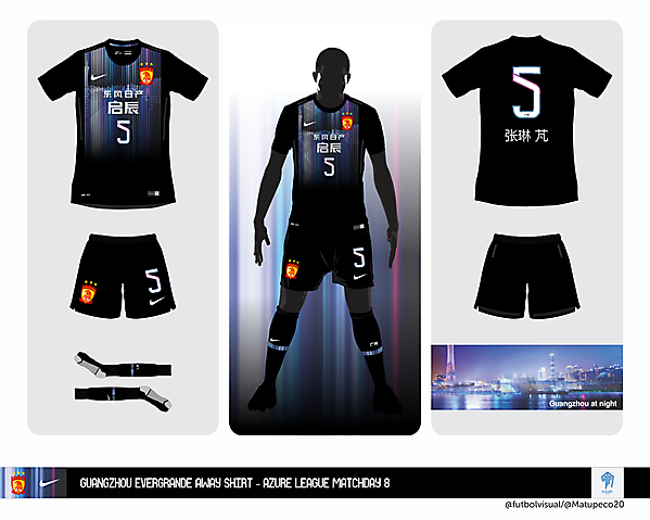 Guangzhou Evergrande away shirt - Azule League, Matchday 8