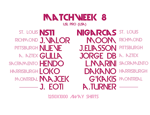 Matchday 8 Draw : Crimson League (AWAY SHIRTS)