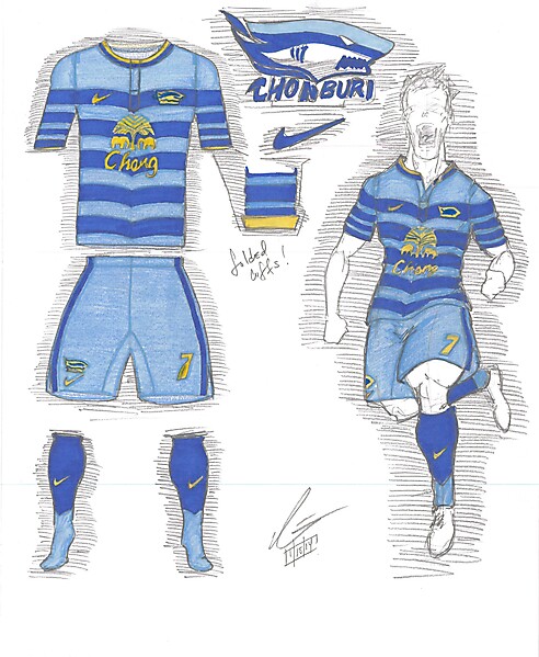 Chonburi FC Sharks Home Kit - ACL Tournament - Quarter Finals