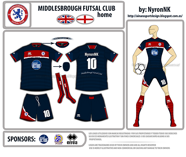 My Middlesbrough Futsal home kit 2013-2014.