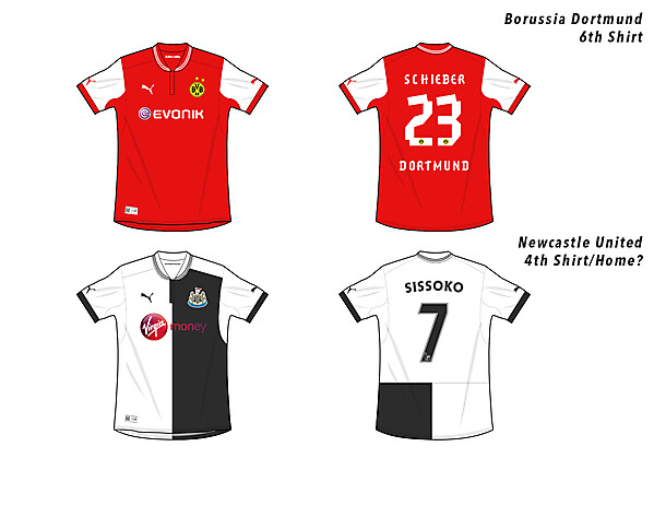 Borussia Dortmund and Newcastle United new colourways