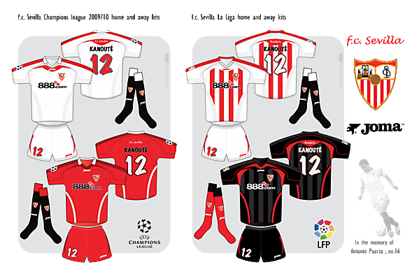 f.c. Sevilla home and away kits; 2009/2010