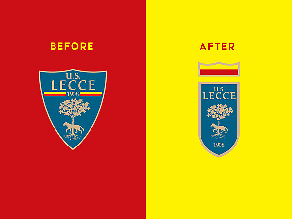 LECCE REBRAND BEFORE AND AFTER