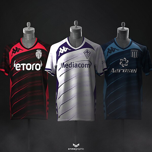 AS Monaco, ACF Fiorentina, Racing Club | Kappa | Template concept