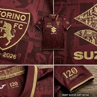 My concept for Torino FC 120th Anniversary Kit! 🐂 Maroon & Gold with vintage details. 1906-2026. What do you think?