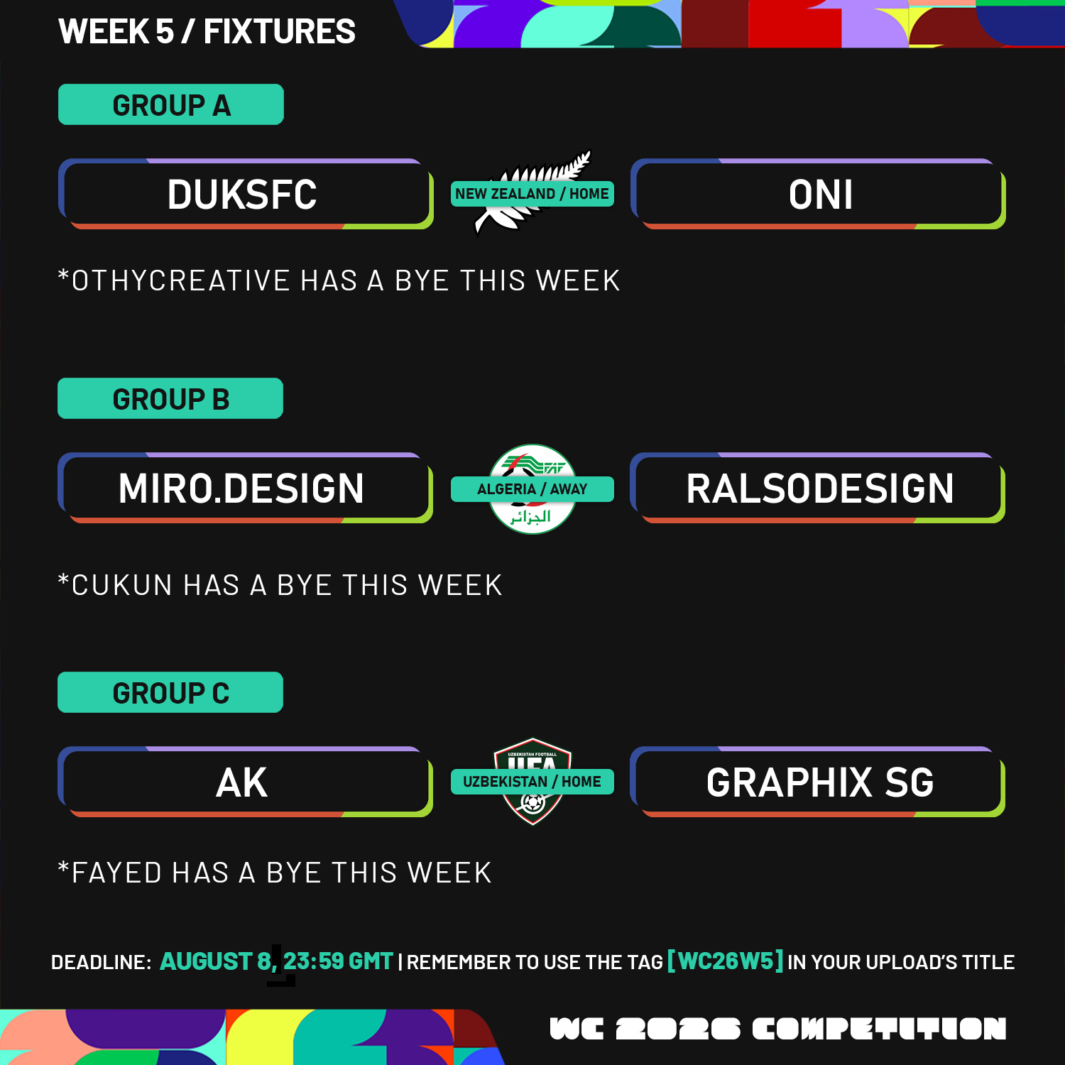 [WC26 Competition] Week 5 - Fixtures