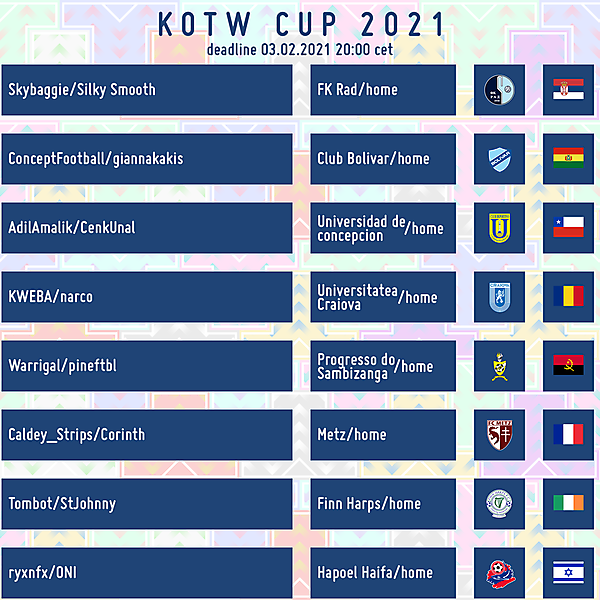 FIXTURES - 1/8 home