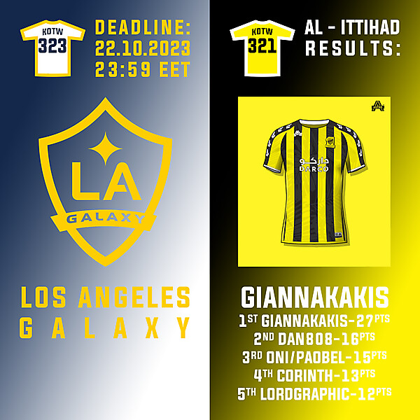 KOTW 323 - ENTRY PHASE - LOS ANGELES GALAXY  /  KOTW 321 - RESULTS PHASE - AL-ITTIHAD
