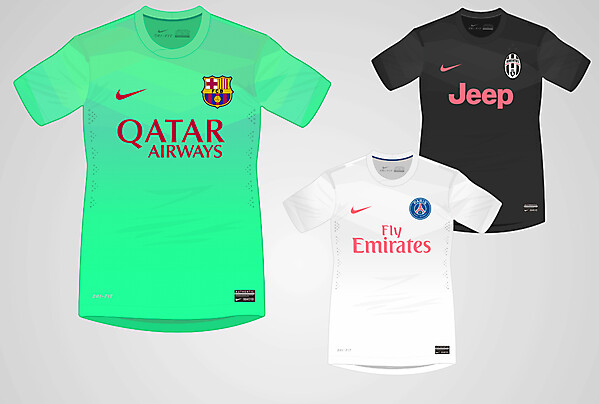 Nike Design : Barcelona , Juventus , Paris Saint-Germain