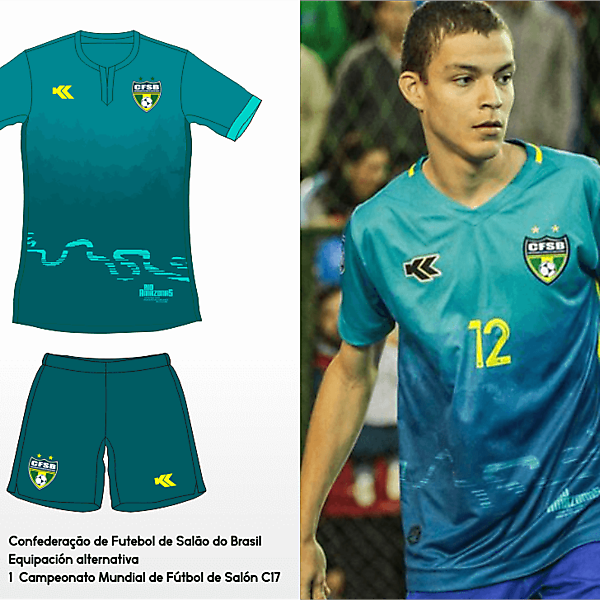 Seleçao Brasileira Futsal. C17 AMF World Cup awy kit